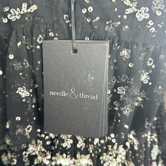 Needle & Thread Supernova Tiered Ruffle Embellished Dress Black Size 6 - Picture 14 of 14